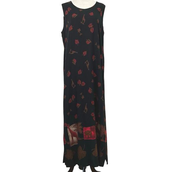 Caribou Dresses & Skirts - Caribou Women Sleeveless Maxi Dress Tribal Summer Vacation Animal Black Size XL